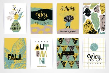Sanatsal yaratıcı sonbahar kart dizisini.