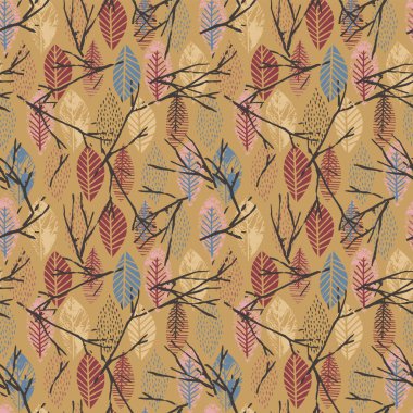 Soyut sonbahar yaprakları ile Seamless Modeli.