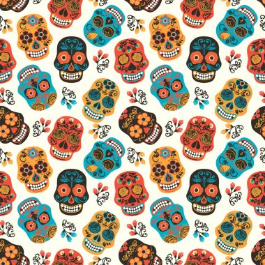 Dia de los muertos. Ölülerin günü. Seamless modeli.