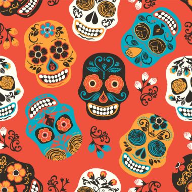 Dia de los muertos. Ölülerin günü. Seamless modeli.