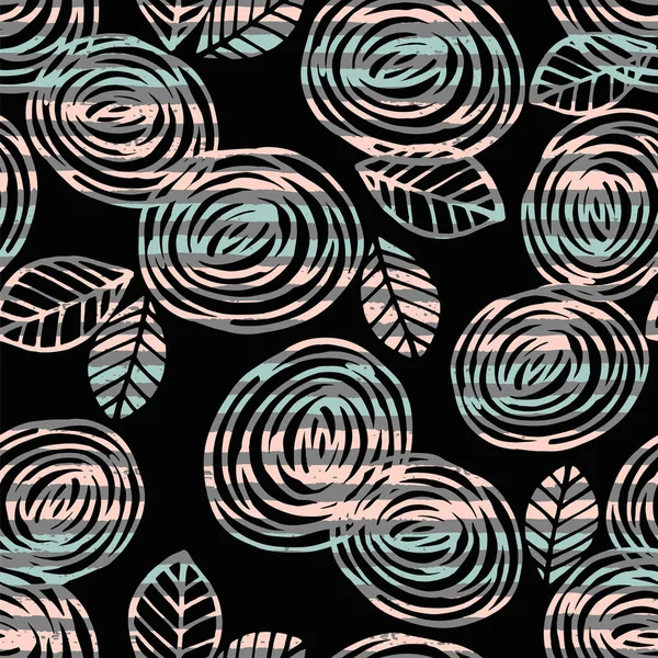 Motif floral abstrait sans couture avec des roses sur fond rayé . — Image vectorielle