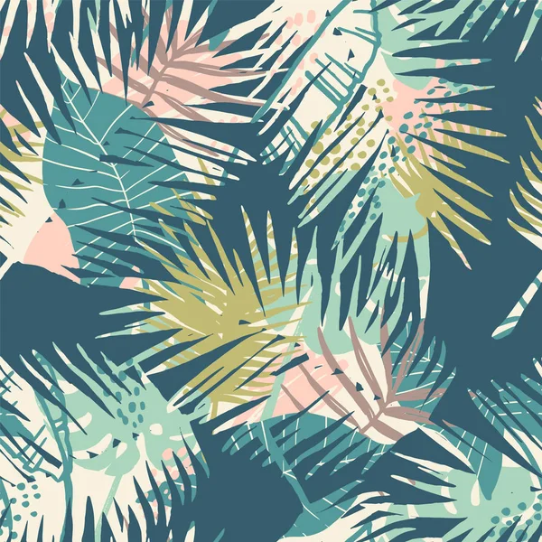 Patrón exótico sin costuras con plantas tropicales. — Vector de stock