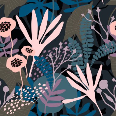 Dokular soyut çiçek seamless modeli son moda el ile çizilmiş.