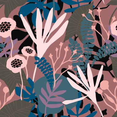 Dokular soyut çiçek seamless modeli son moda el ile çizilmiş.