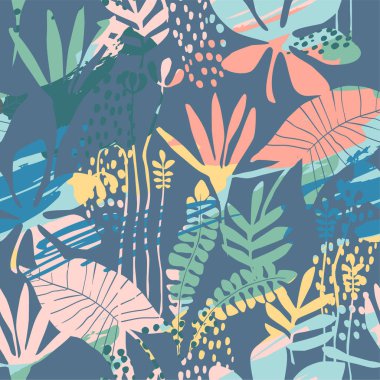 Dokular soyut çiçek seamless modeli son moda el ile çizilmiş.