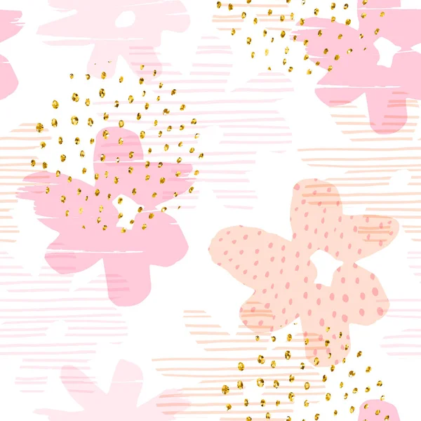 Modèle floral abstrait sans couture avec des textures dessinées à la main à la mode . — Image vectorielle