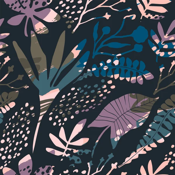 Dokular soyut çiçek seamless modeli son moda el ile çizilmiş.