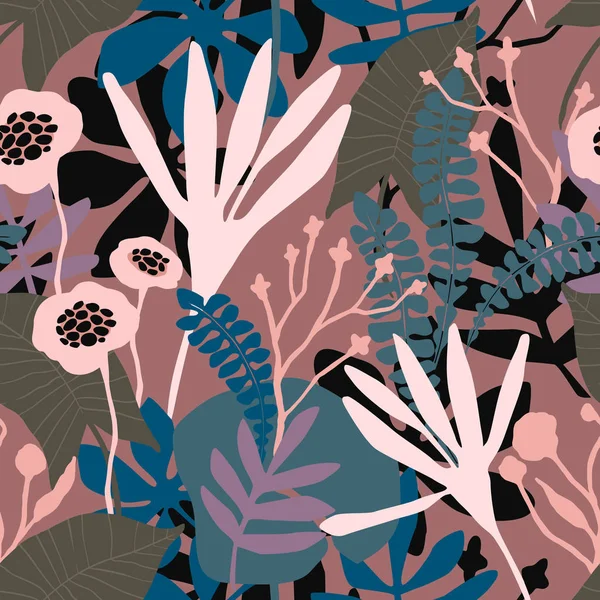 Dokular soyut çiçek seamless modeli son moda el ile çizilmiş.