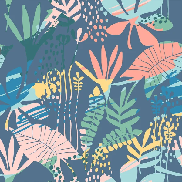 Dokular soyut çiçek seamless modeli son moda el ile çizilmiş.