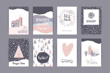 Sanatsal yaratıcı kış kart dizisini.