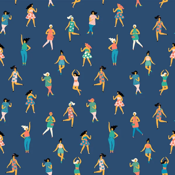 여자를 춤의 벡터 그림입니다. 원활한 패턴. — 스톡 벡터