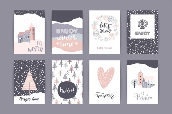 Sanatsal yaratıcı kış kart dizisini.