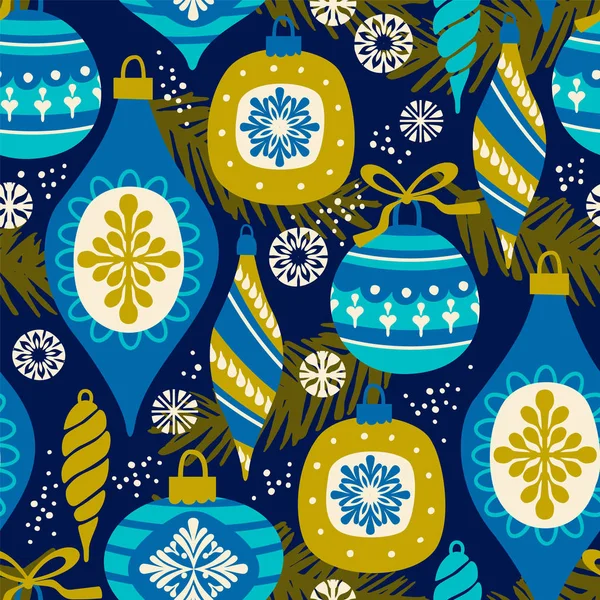 Vector seamless pattern with New Year and Christmas symbols. — Stock Vector