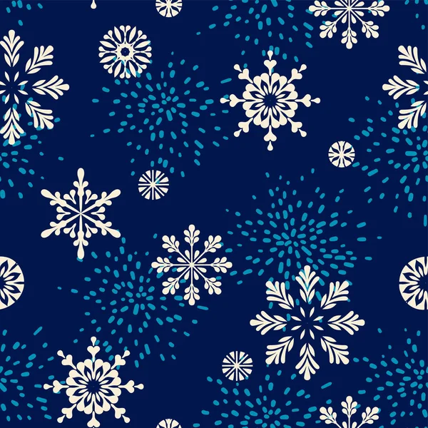 Modèle sans couture d'hiver vectoriel avec flocons de neige . — Image vectorielle