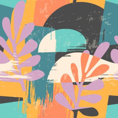 Dokular soyut çiçek seamless modeli son moda el ile çizilmiş.