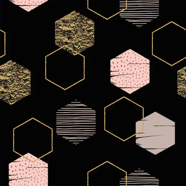 Modèle de répétition géométrique sans couture abstraite avec hexagones . — Image vectorielle