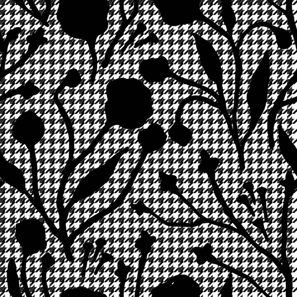 Motif floral sans couture avec fond plaid . — Image vectorielle