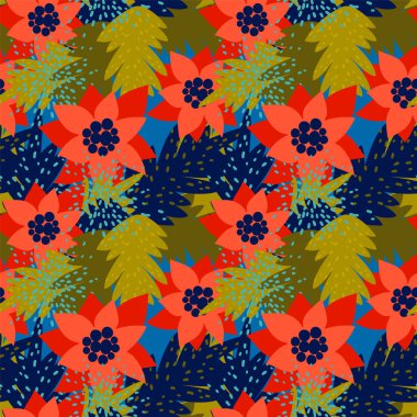 Noel Poinsettia.Trendy vintage tarzı ile seamless modeli.