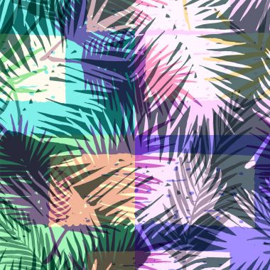 Parlak renkli tropikal palmiye ile Seamless egzotik modeli.