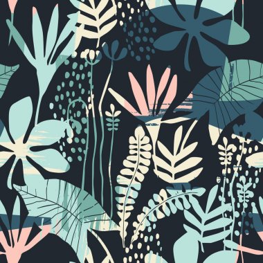 Dokular soyut çiçek seamless modeli son moda el ile çizilmiş.