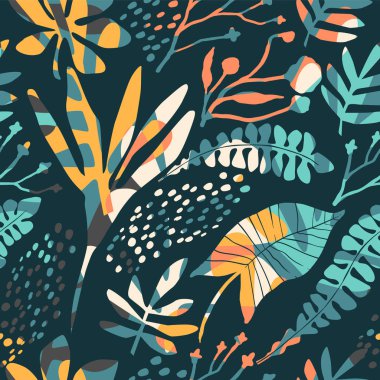 Dokular soyut çiçek seamless modeli son moda el ile çizilmiş.