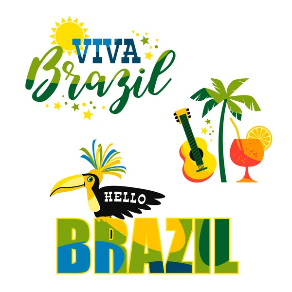 Brasilianischer Karneval. großer Satz von Vektor-Emblemen — Stockvektor