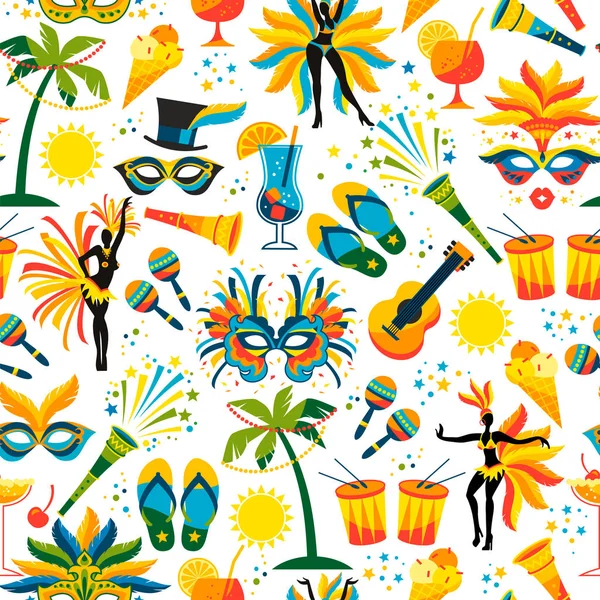 Brazilian Carnival. Vector seamless pattern. — Stock Vector