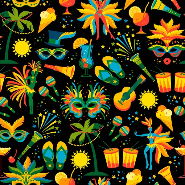 Brazilian Carnival. Vector seamless pattern. — Stock Vector