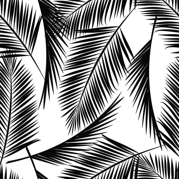 Бесшовный экзотический узор с пальмовыми листьями . — стоковый вектор