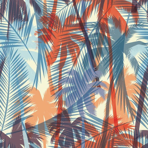 Naadloze exotische patroon met palmbladeren. — Stockvector