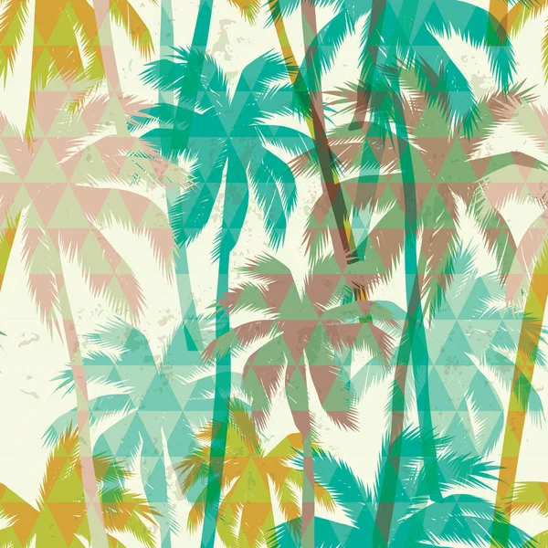 Tropical summer print with palm. Seamless pattern — Stock Vector