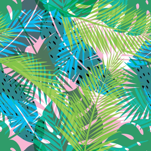 Тропический летний отпечаток пальмы. Бесшовный рисунок — стоковый вектор