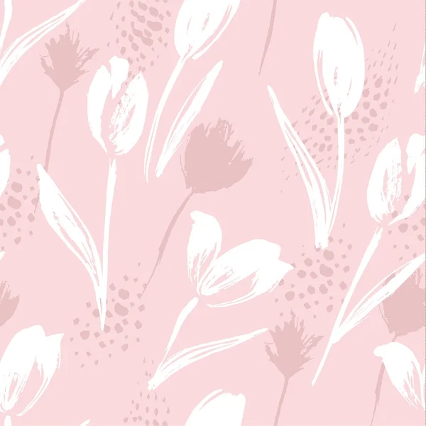 Astratto floreale senza cuciture tulipani modello .Trendy trame disegnate a mano . — Vettoriale Stock