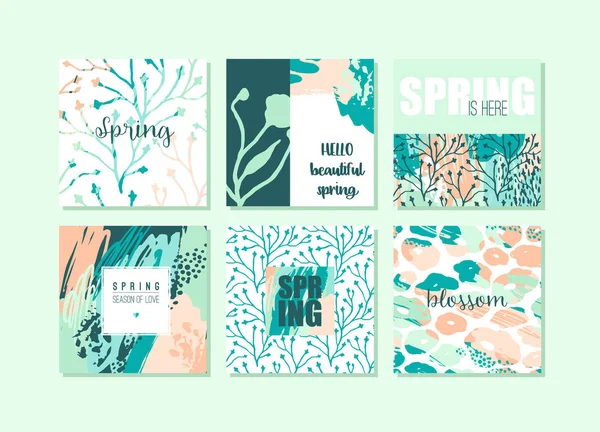 Набір абстрактних творчих весняних листівок. Свіжі кольори . — стоковий вектор