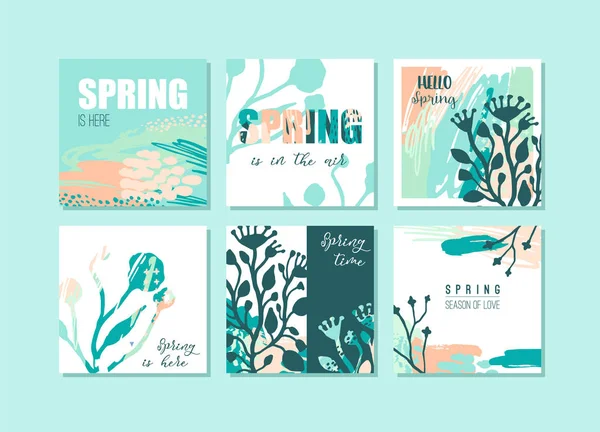 Set van abstracte creatief voorjaar kaarten. Frisse kleuren. — Stockvector