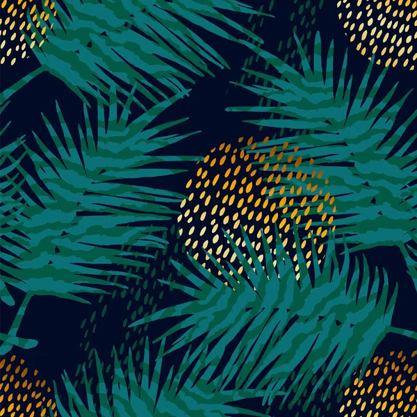 Motif exotique sans couture à la mode avec des impressions de palmiers et d'animaux . — Image vectorielle