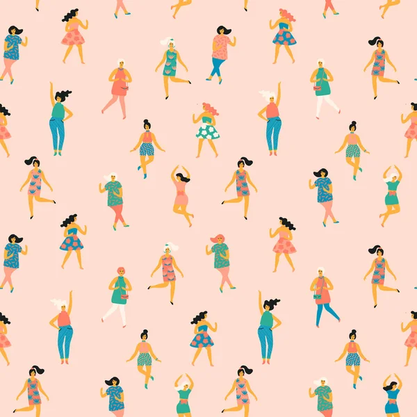 Векторні ілюстрації танцюючих жінок. Безшовний візерунок . — стоковий вектор