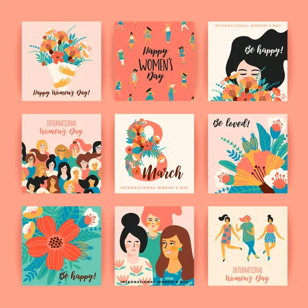 International Women s Day. Vector templates. — Stock Vector