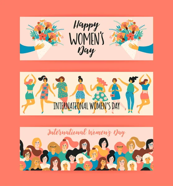 Uluslararası Kadınlar Günü. Vektör şablonları. — Stok Vektör