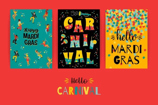 Hallo carnaval. Vector sjablonen voor Mardi Gras concept en andere gebruikers — Stockvector