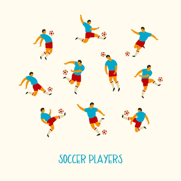 Jugadores de fútbol. Ilustración vectorial plana . — Archivo Imágenes Vectoriales