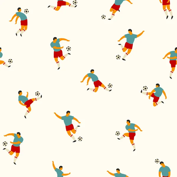 Soccer players. Vector seamless pattern. — Stock Vector