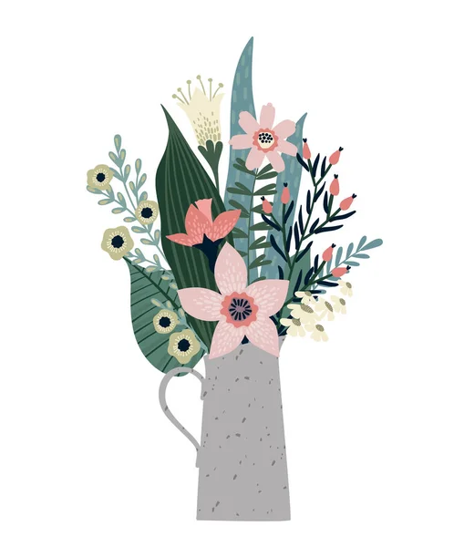 Buquê de ilustração vetorial de flores. Modelo de design para cartão, cartaz, folheto . — Vetor de Stock
