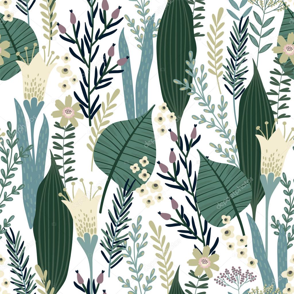 Floral seamless pattern. Vector design for different surfaces.