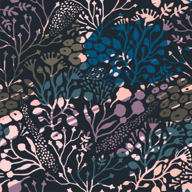 Dokular soyut çiçek seamless modeli son moda el ile çizilmiş.
