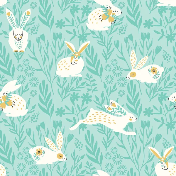 Vector seamless pattern with bunnies for Easter and other users. — Stock Vector