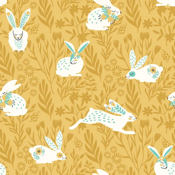 Patrón sin costura vectorial con conejos para Pascua y otros usuarios . — Archivo Imágenes Vectoriales