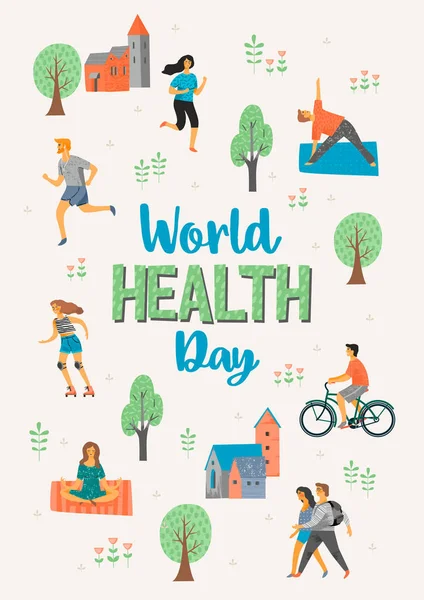 Día Mundial de la Salud. Estilo de vida saludable . — Vector de stock