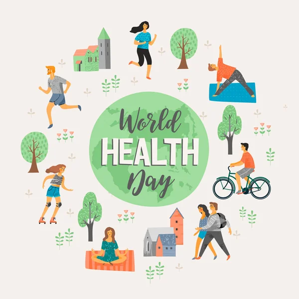 Światowy dzień zdrowia. Zdrowy styl życia. — Wektor stockowy