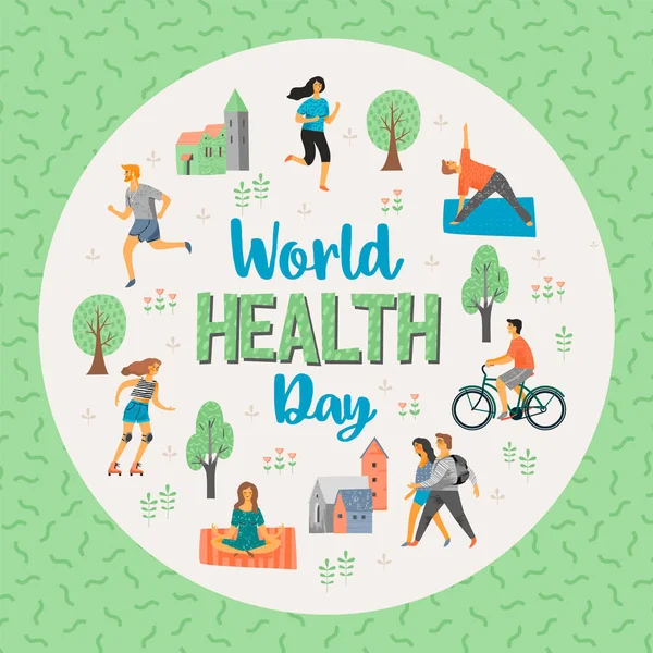 Всемирный день здоровья. Здоровый образ жизни . — стоковый вектор